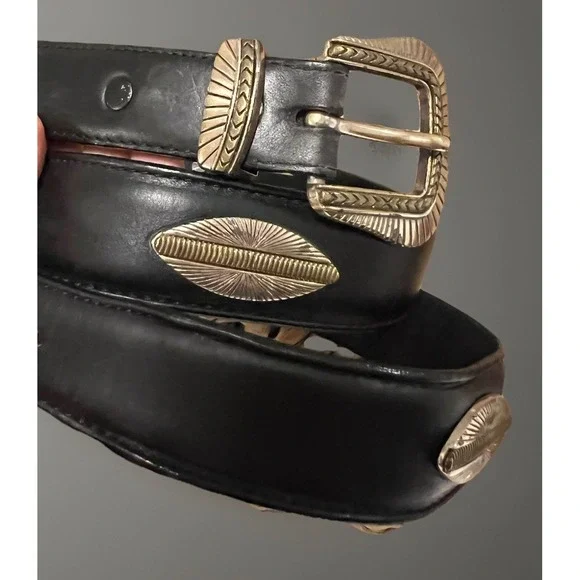 Vintage Billy Betts of California Black Leather Concho Belt Size 40 - By Leegin - Picture 7 of 13